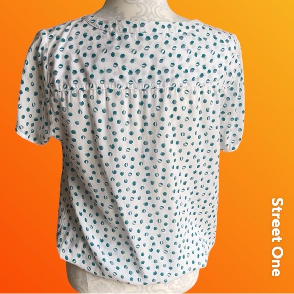 White and Green Polka Dot Women's Top - Picture 5 of 11